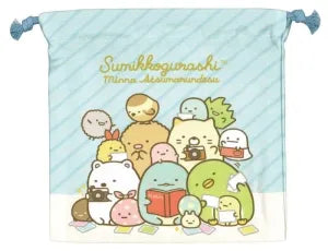 Sumikkogurashi ”Kinchaku” Pouch Gathered Blue