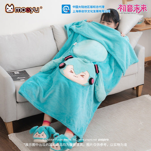 Moeyu: Hatsune Miku: Squinting Eyes Pillow & Blanket (2-in-1)-Moeyu-Makochan.store