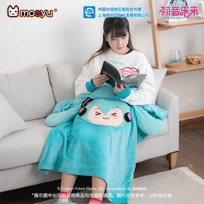 Moeyu: Hatsune Miku: Squinting Eyes Pillow & Blanket (2-in-1)-Moeyu-Makochan.store