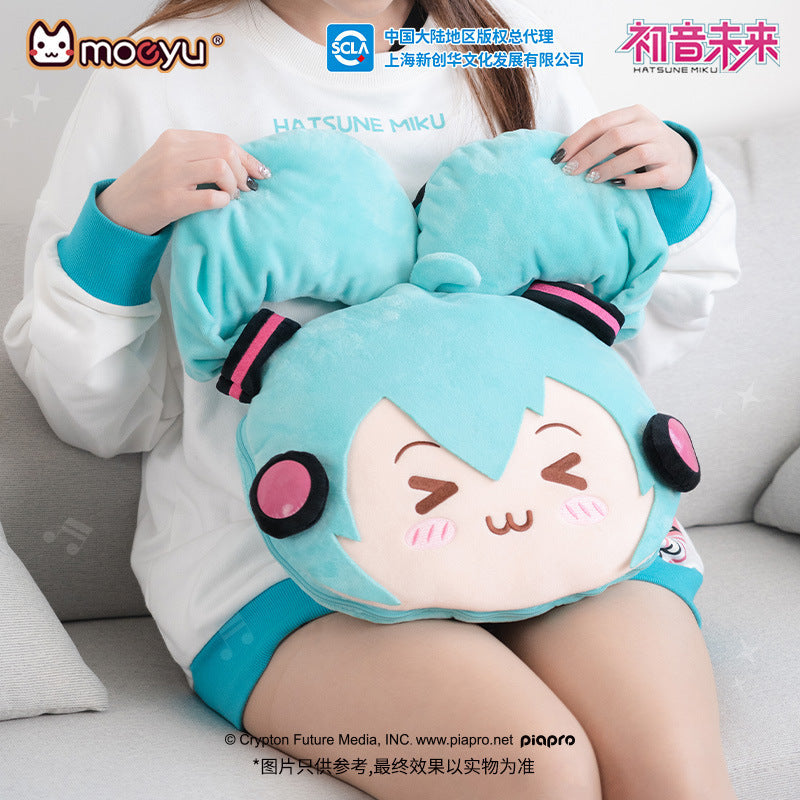Moeyu: Hatsune Miku: Squinting Eyes Pillow & Blanket (2-in-1)-Moeyu-Makochan.store