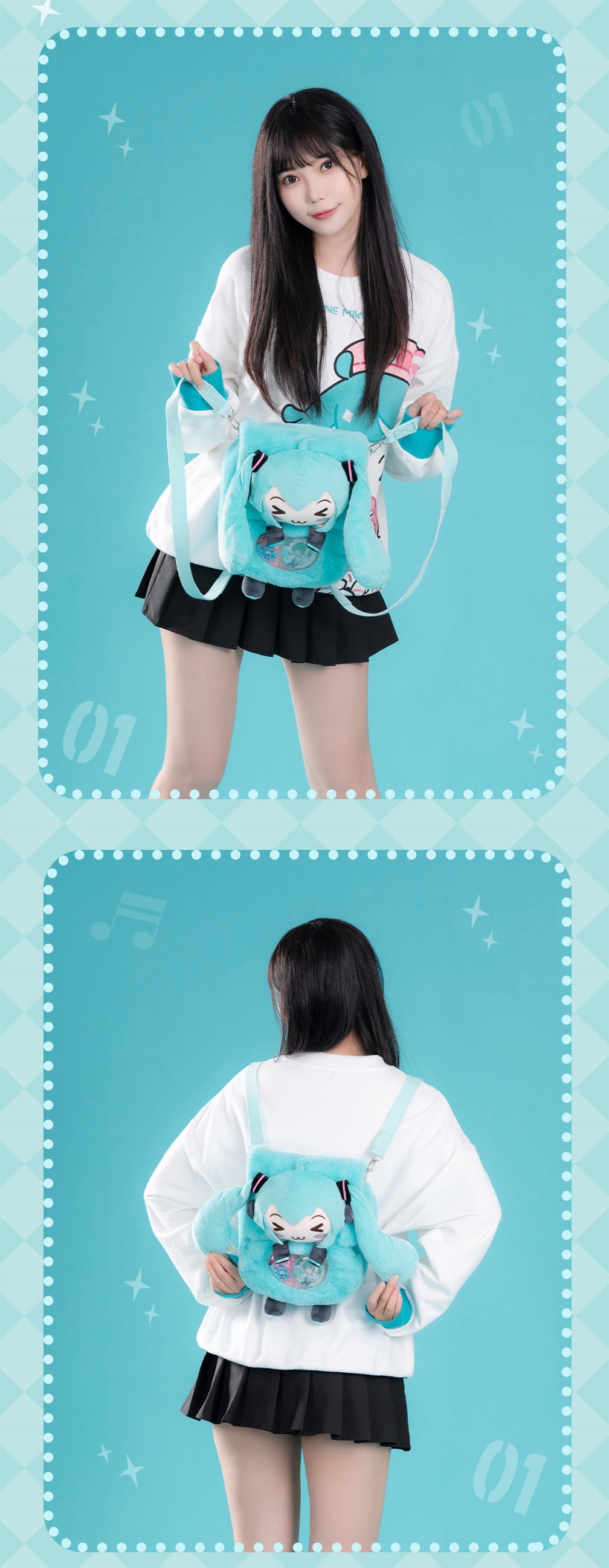 Moeyu: Hatsune Miku:-Squinty Eyes Series Plush Multi-purpose backpack-Moeyu-Makochan.store