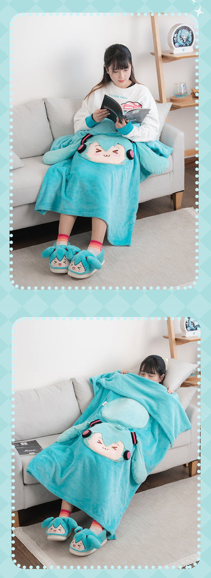 Moeyu: Hatsune Miku: Squinting Eyes Pillow & Blanket (2-in-1)-Moeyu-Makochan.store