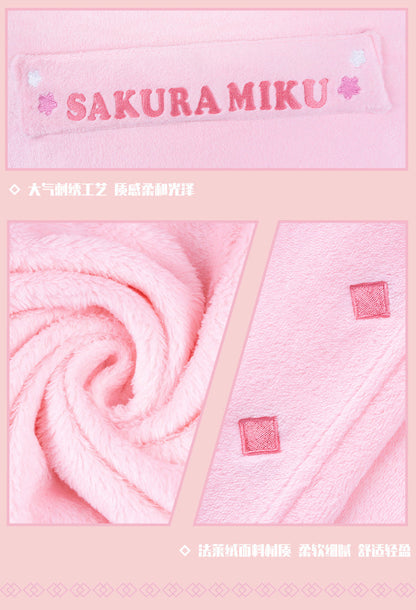 Moeyu: Sakura Future Squinting: Eyes Series Multifunctional Hooded Air Conditioning Blanket Pillow Warm Flannel Shawl-Moeyu-Makochan.store
