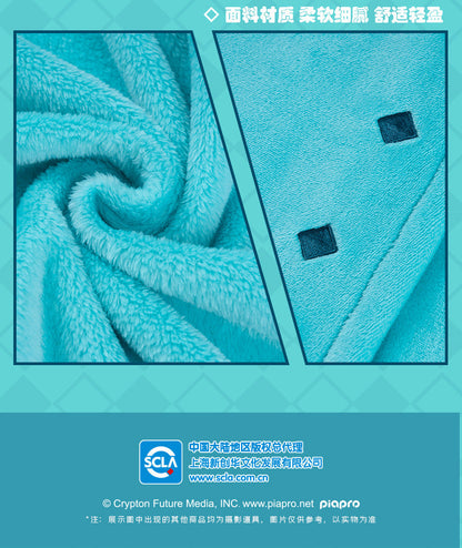 Moeyu Hatsune Miku Squinting Eyes Series Multifunctional Hooded Air Conditioning Blanket Pillow Warm Flannel Shawl-Moeyu-Makochan.store