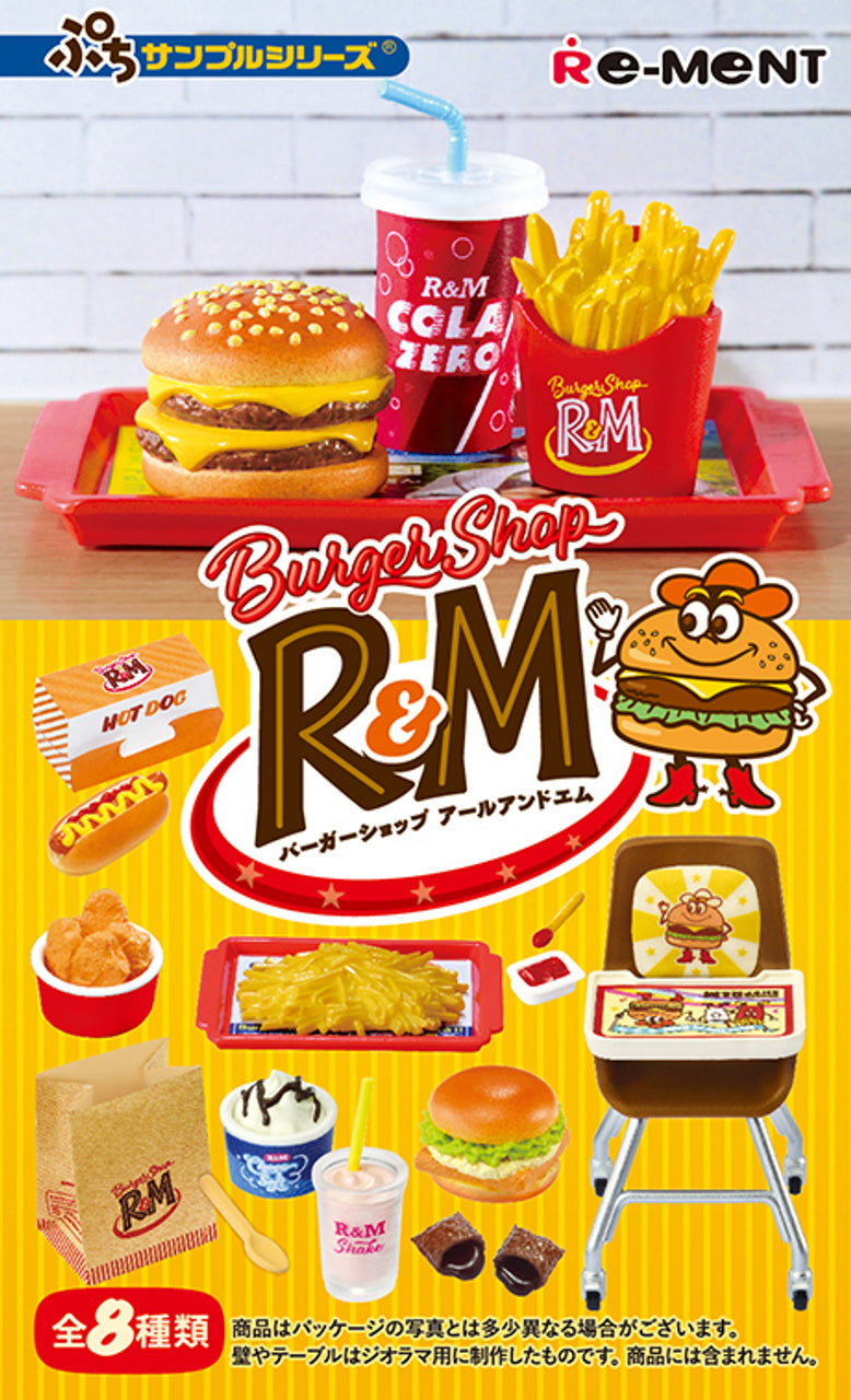 Re-ment Petit Sample Burger Shop R&M 8pcs Complete Box | Miniature Burger Restaurant Set