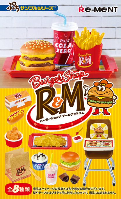 Re-ment Petit Sample Burger Shop R&M 8pcs Complete Box | Miniature Burger Restaurant Set