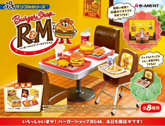 Re-ment Petit Sample Burger Shop R&M 8pcs Complete Box | Miniature Burger Restaurant Set