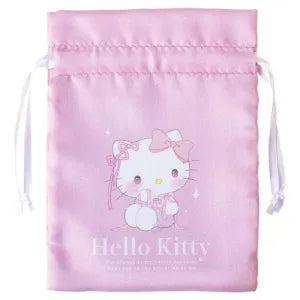 Sanrio Characters Satin Drawstring Bag Ballet Core / Hello Kitty
