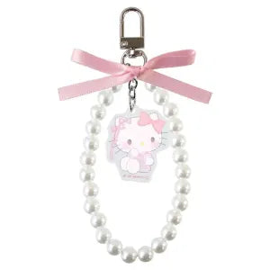 Sanrio Characters Ribbon Pearl Keychain Ballet Core / Hello Kitty