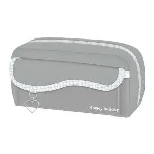 Wave flap pen case - Gray check
