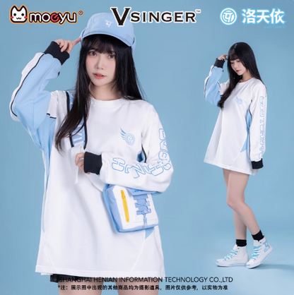 Moeyu Luo Tianyi “Reform Trace” Embroidered Color-Block Sweatshirt, Official Vocaloid Oversized Anime Hoodie - Kanako.store