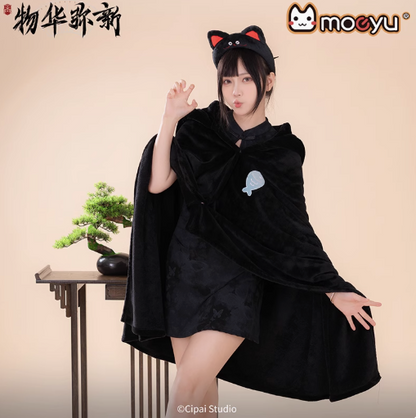 Moeyu Revival of Cultural Relics Tanuki Tray-Inspired Hooded Blanket, Cute Summer Nap Shawl Throw - Kanako.store