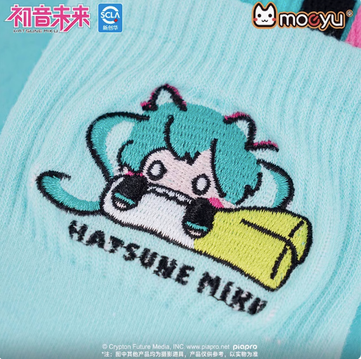 Moeyu Hatsune Miku YaoYao Series Socks – Women’s Mid-Calf Summer Breathable Sport & School Style Socks - Kanako.store