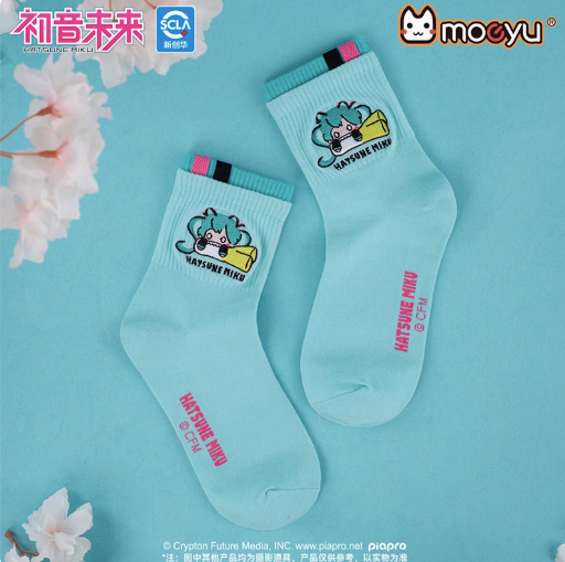 Moeyu Hatsune Miku YaoYao Series Socks – Women’s Mid-Calf Summer Breathable Sport & School Style Socks - Kanako.store