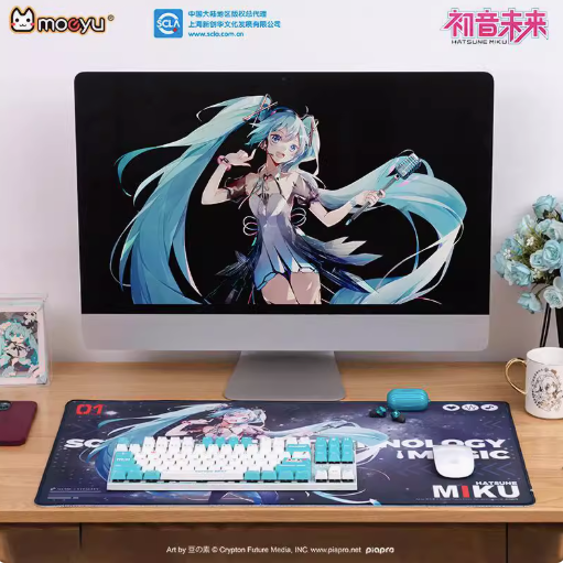Moeyu Hatsune Miku Gaming Mouse Pad, Vocaloid Anime Desk Mat for Home & Office - Kanako.store