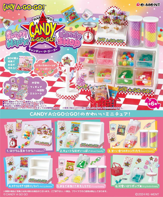 Re-ment Sweety! Happy! Candy SHOP - Harajuku Tokyo CANDY A GO GO! 6pcs Complete Box | Miniature Candy Figures